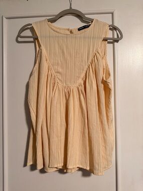 SHEIN Pale Peach Sleeveless Crinkled Tank Top